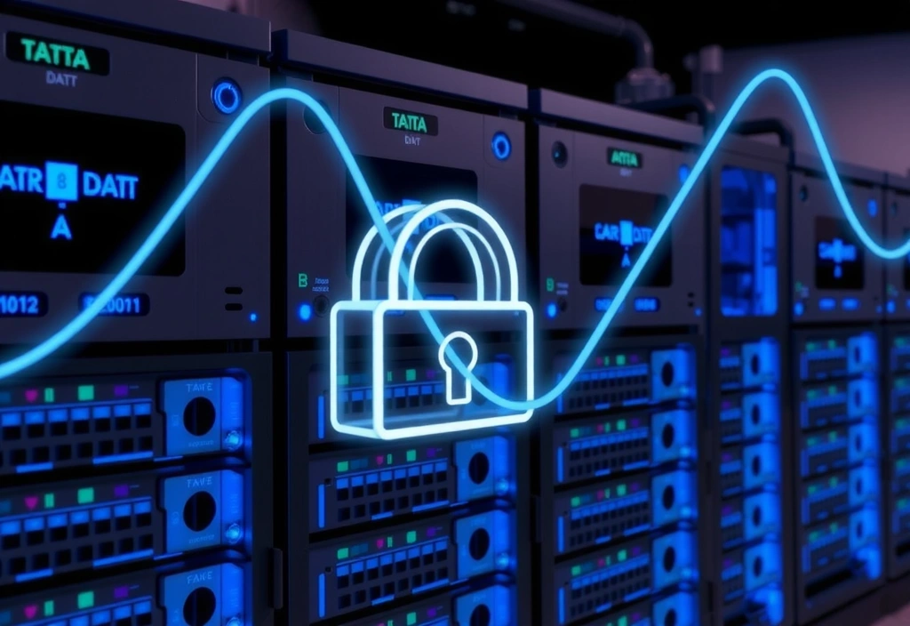 Secure data storage and padlock icon