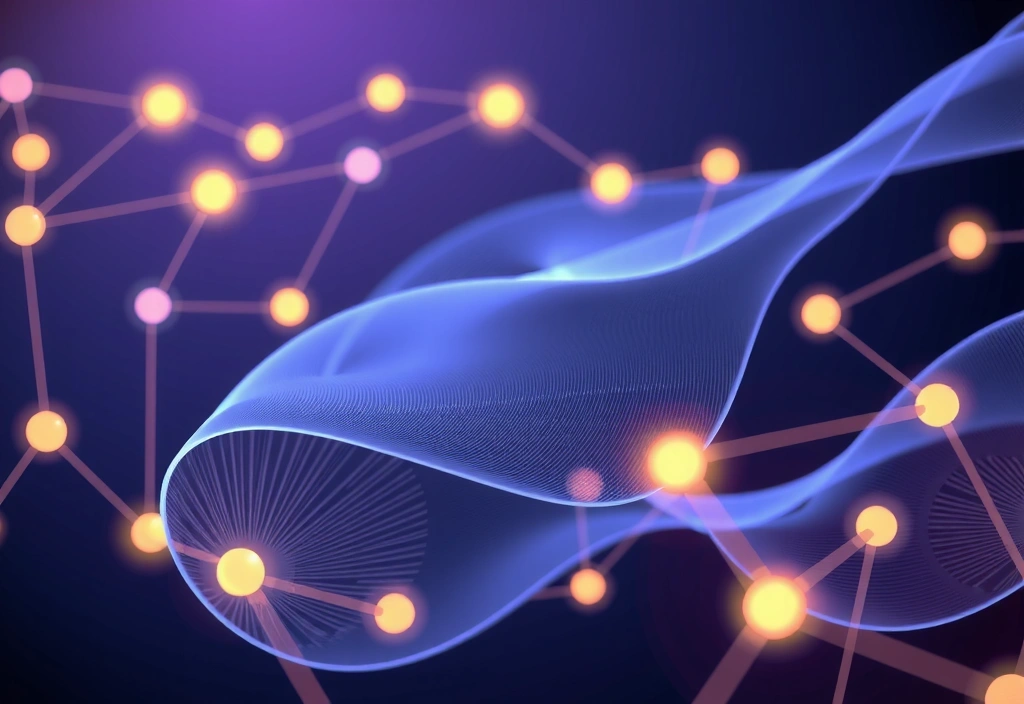 Abstract representation of digital terms and conditions document with flowing lines and glowing elements